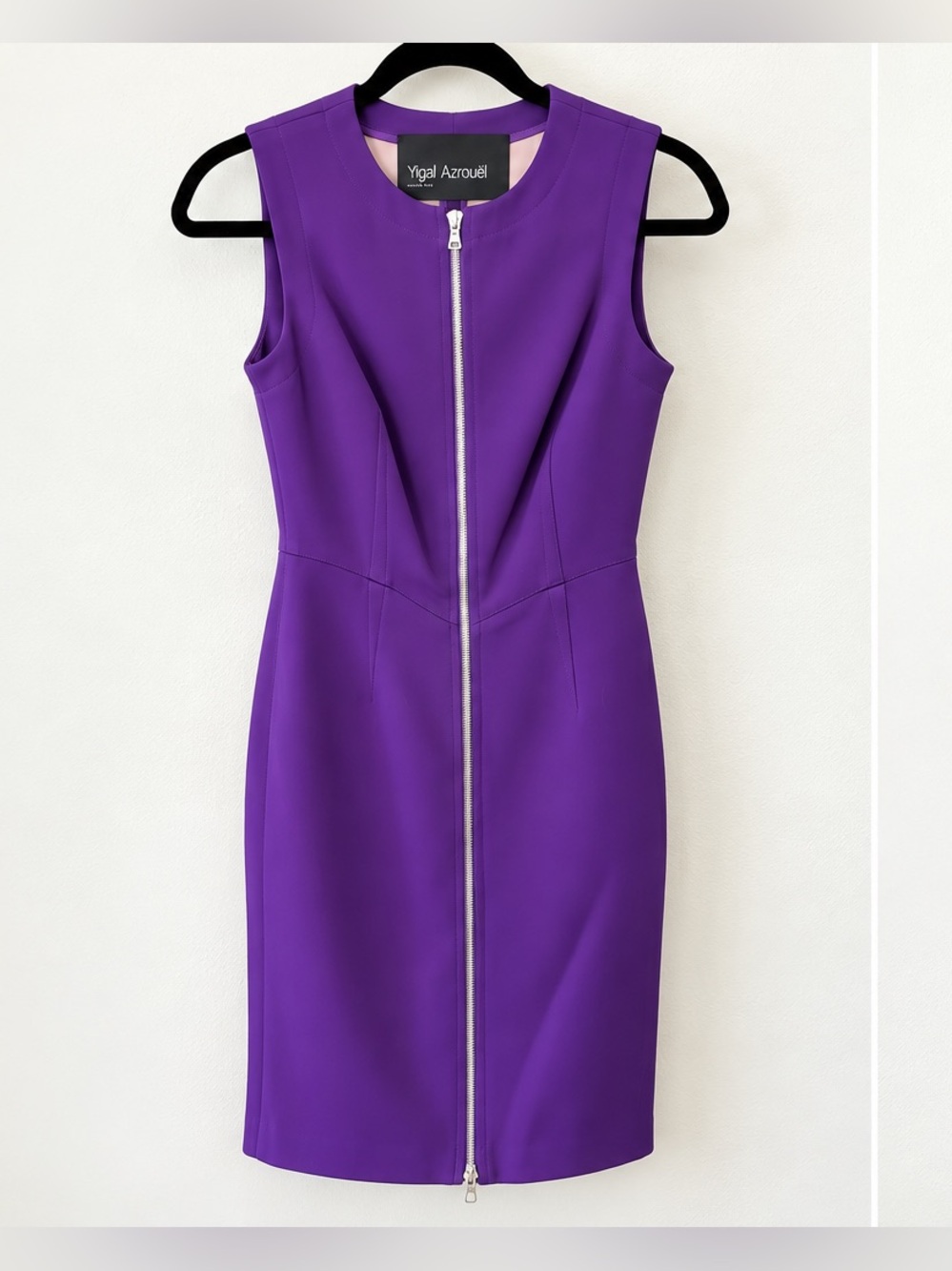 Yigal Azrouel Purple Sleeveless Zip-Front Sheath Dress
